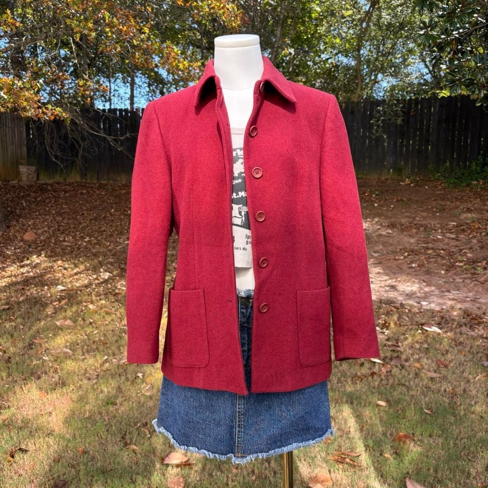 90s vintage Petite Sophisticate red wool coat 🍒